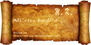 Móricz Karád névjegykártya